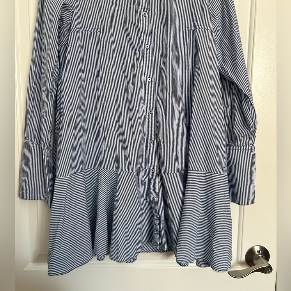 FREE PEOPLE All For You Striped Shirt Dress Blue size small preppy 90s - Picture 11 of 15